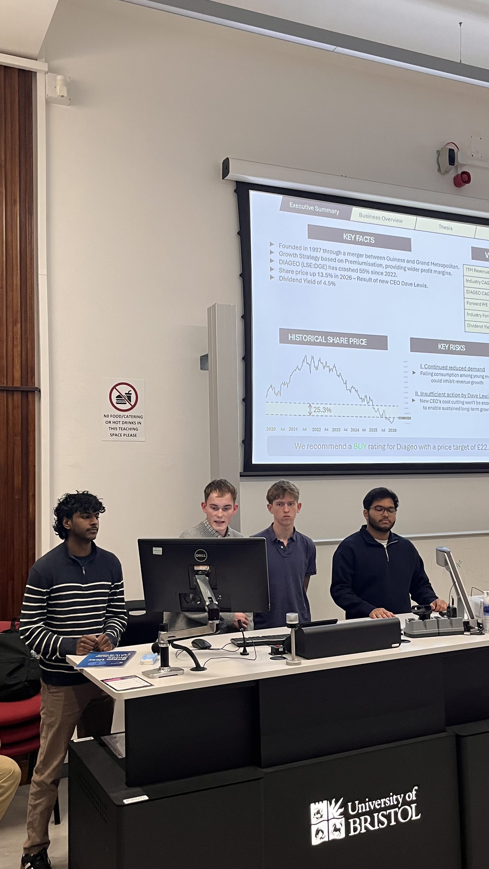 Judges questioning the Diageo team after their pitch