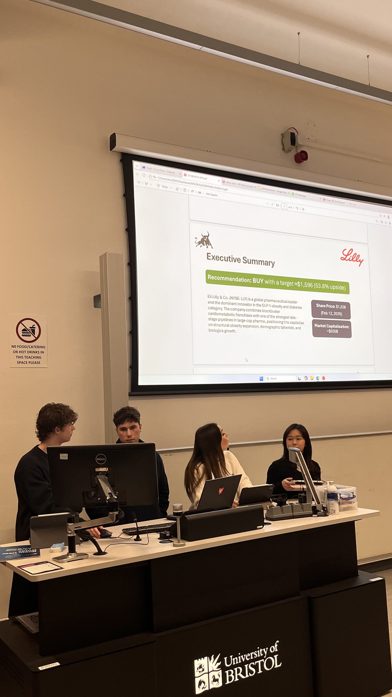 Team pitching Eli Lilly at the annual trading competition